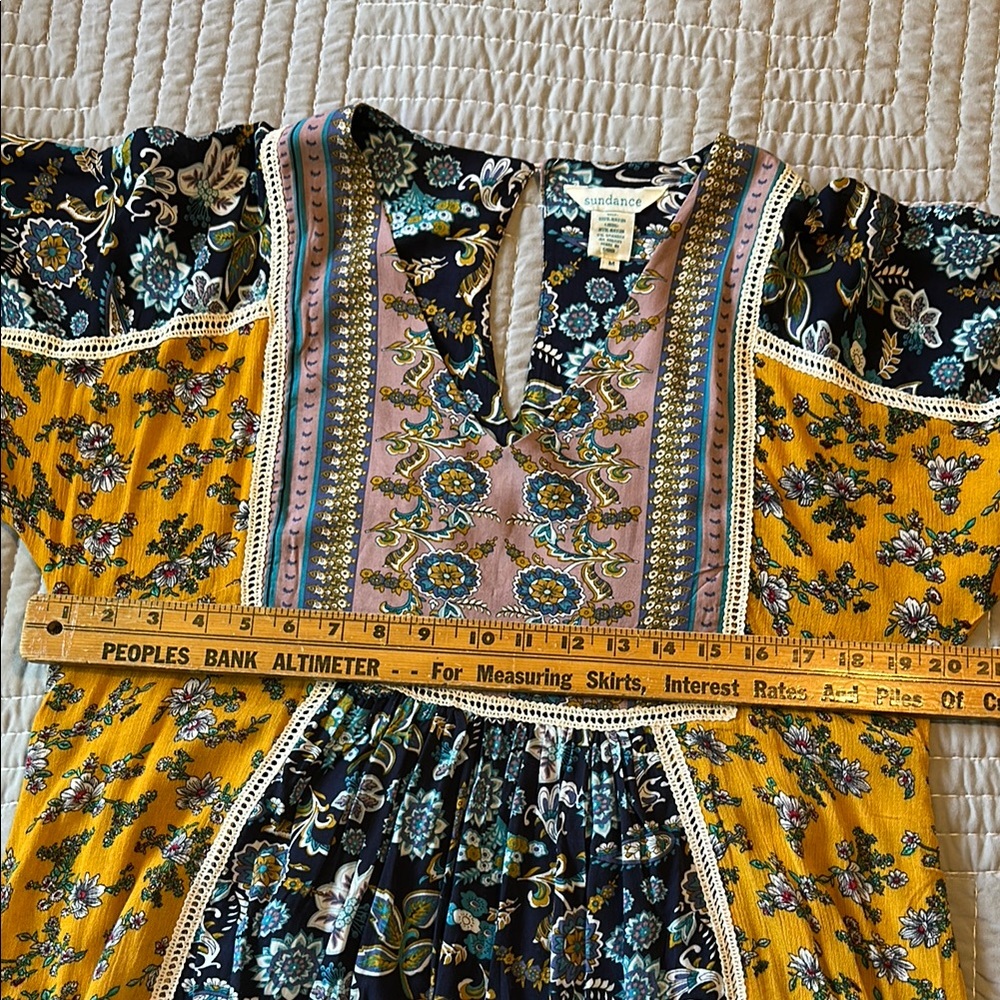 Sundance Blue and Gold Dolman Sleeve Dress M - Picture 3 of 7